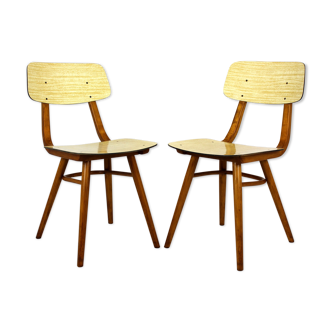 Vintage Formica and Wood Chairs from TON, 1960s, Set of 2