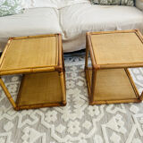 Set of two rattan bedside or side tables