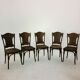 Suite de 5 chaises vintage J.J Khon en chêne