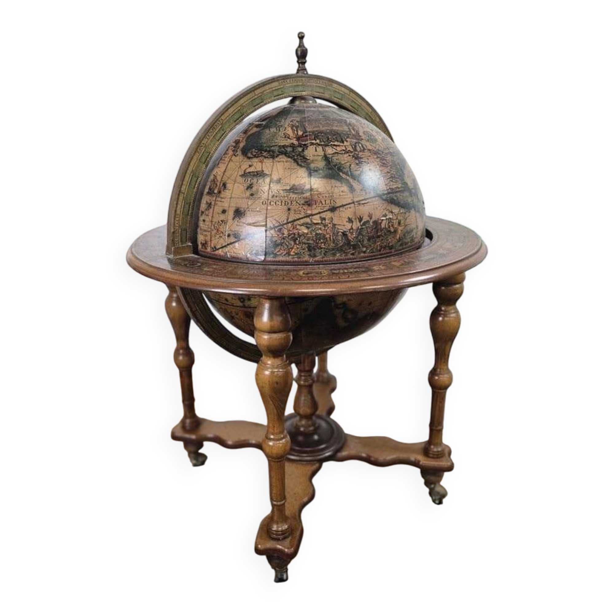 Vintage bar globe / bar furniture with decorative globe