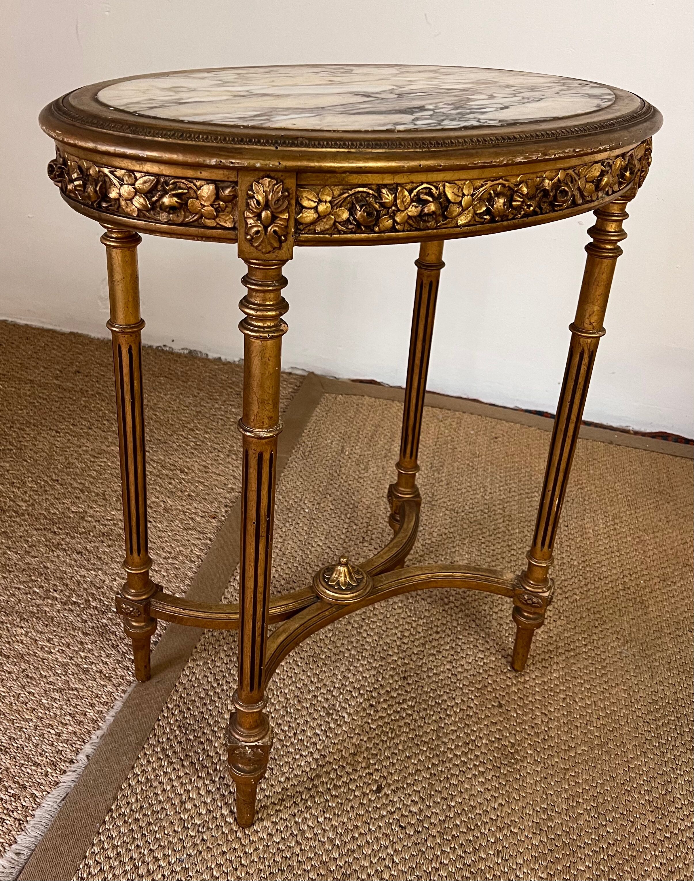 Wooden and marble pedestal table