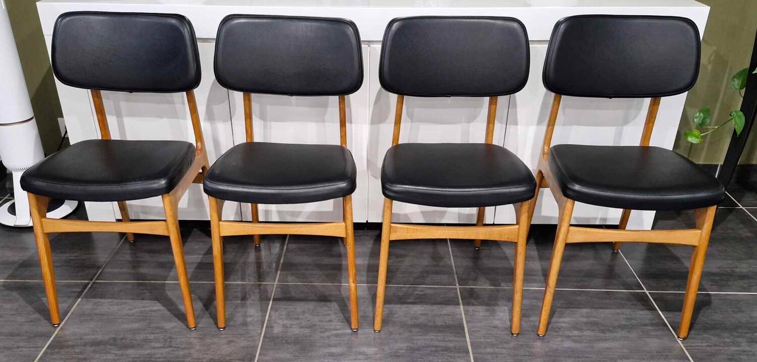 Series of 4 Scandinavian chairs, 1970s