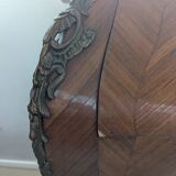 Curved commode in Louis XV style – marquetry & marble – bronze fittings