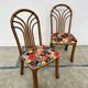 Set of 4 Rausch Rattan Curved Rattan Chairs - Floral Velvet Seats