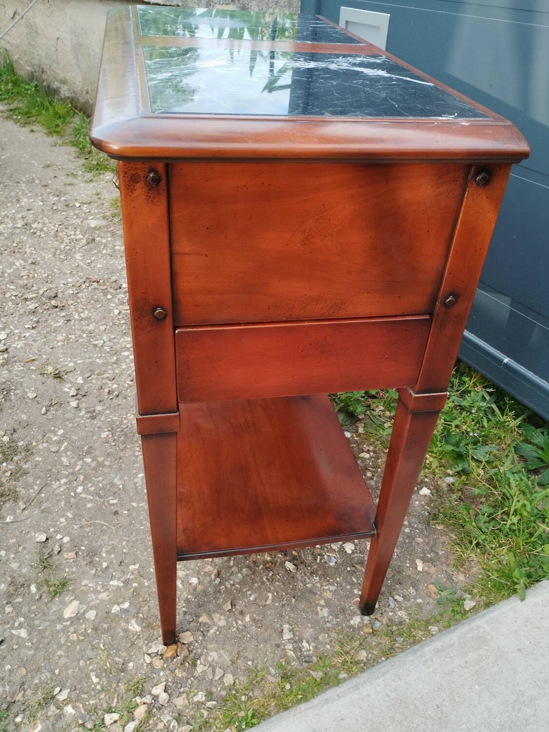Bedside console old marble top Louis XVI style
