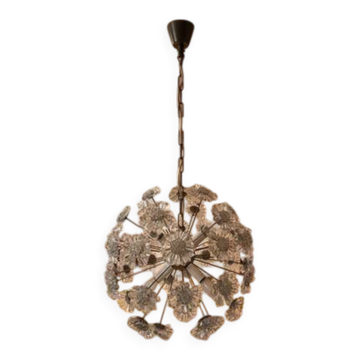 Chandelier en verre dandelion Sputnik chrome style Emil Stejnar années 1970 Tchécoslovaquie