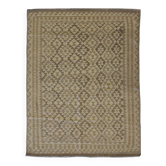 Khaki Brown Kilim Rug, Afghan Wool Flatweave, Handmade Geometric Tribal Rug