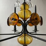 Art glass chandelier | Erik Höglund for Boda | Sweden | 1970s