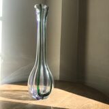 Soliflores en verre transparents à rayures bleu et vertes