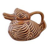 Pichet canard en barbotine Sarreguemines vintage