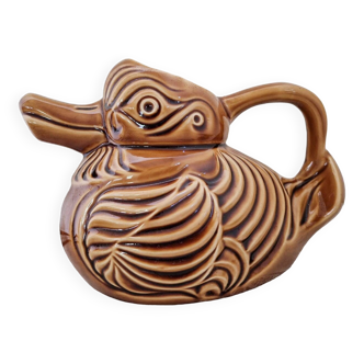 Pichet canard en barbotine Sarreguemines vintage