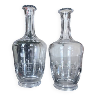 Glass water and wine carafes - table service - art deco tableware
