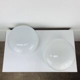 Pair of opaline ball wall lights, vintage half spheres