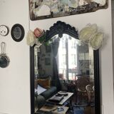 Napoleon III mirror in black wood with pediment