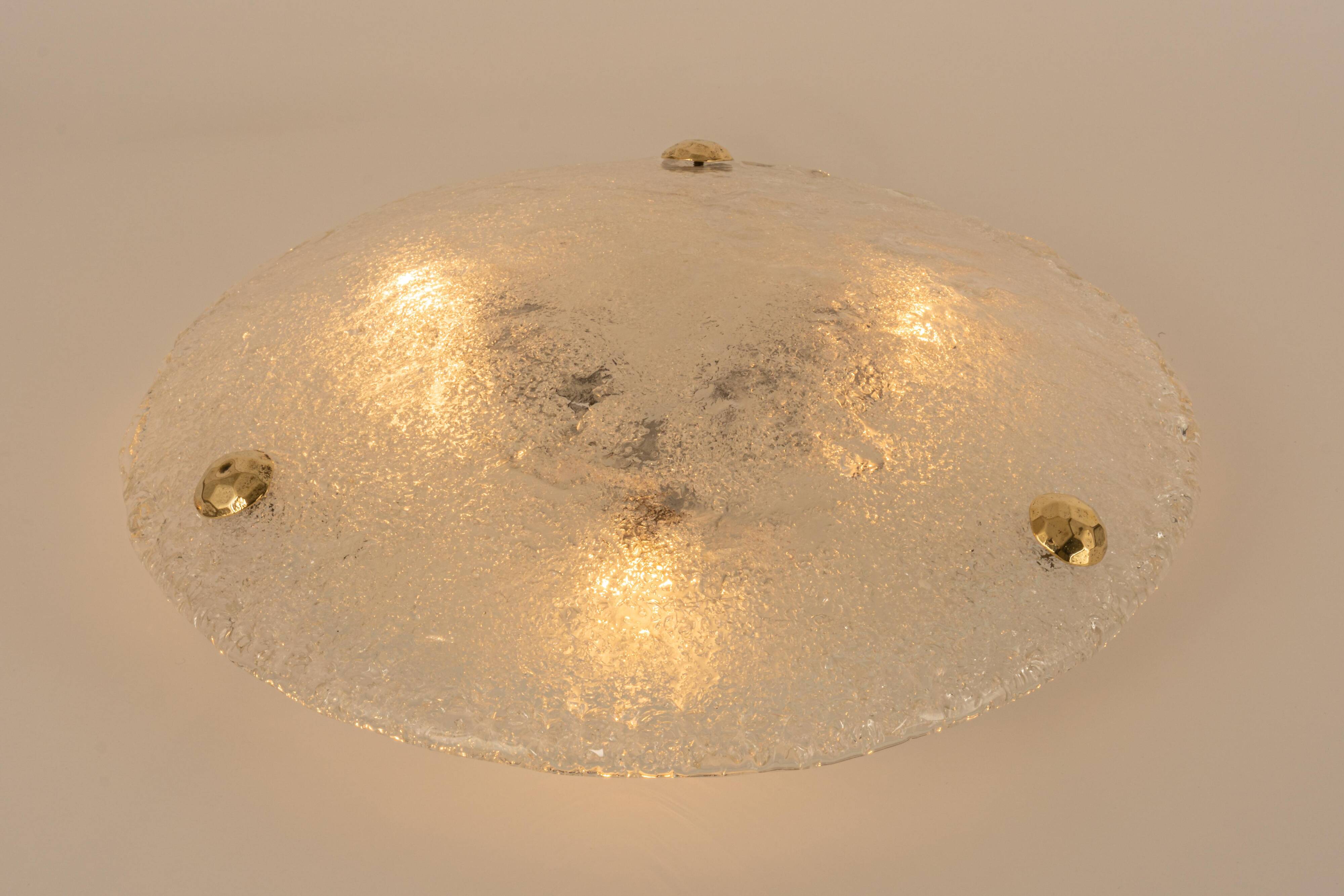 round glass ice Murano ceiling lights by Hillebrand, Germany, 1970s