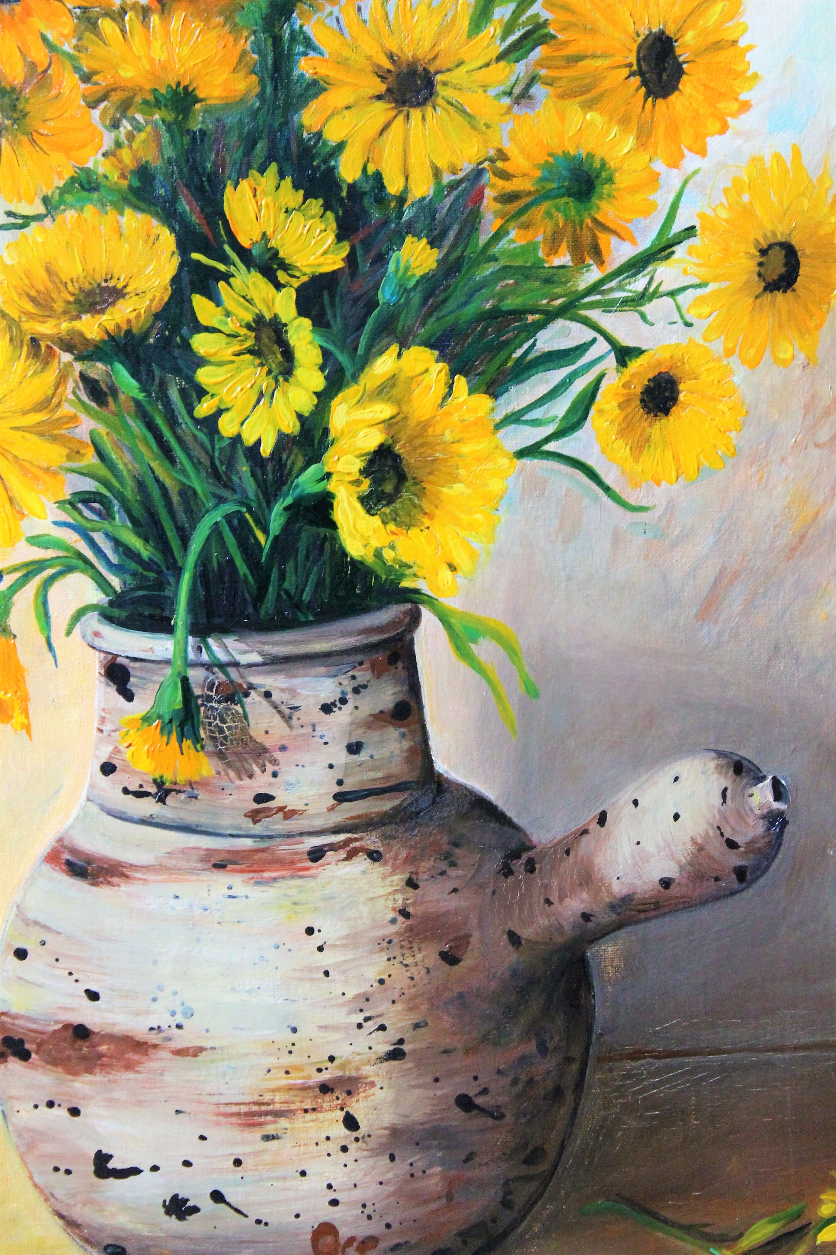 Painting by Viollet F. "Bouquet of yellow flowers"