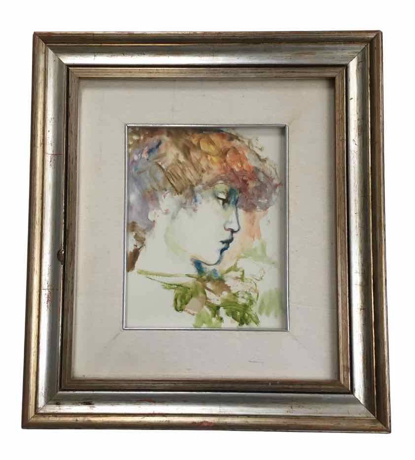 Old painting portrait of a young woman