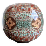 Pique-fleurs boule Vallauris vintage 50s – céramique à trous – dégradé marr