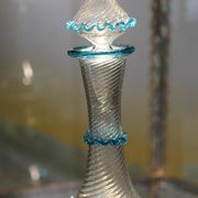 18th Century Italian Murano Clear Glass and Blue Trimmed Blown Glass Bottle