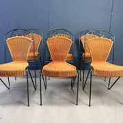 Chaises en osier par Frederick Weinberg, années 1960, ensemble de 6