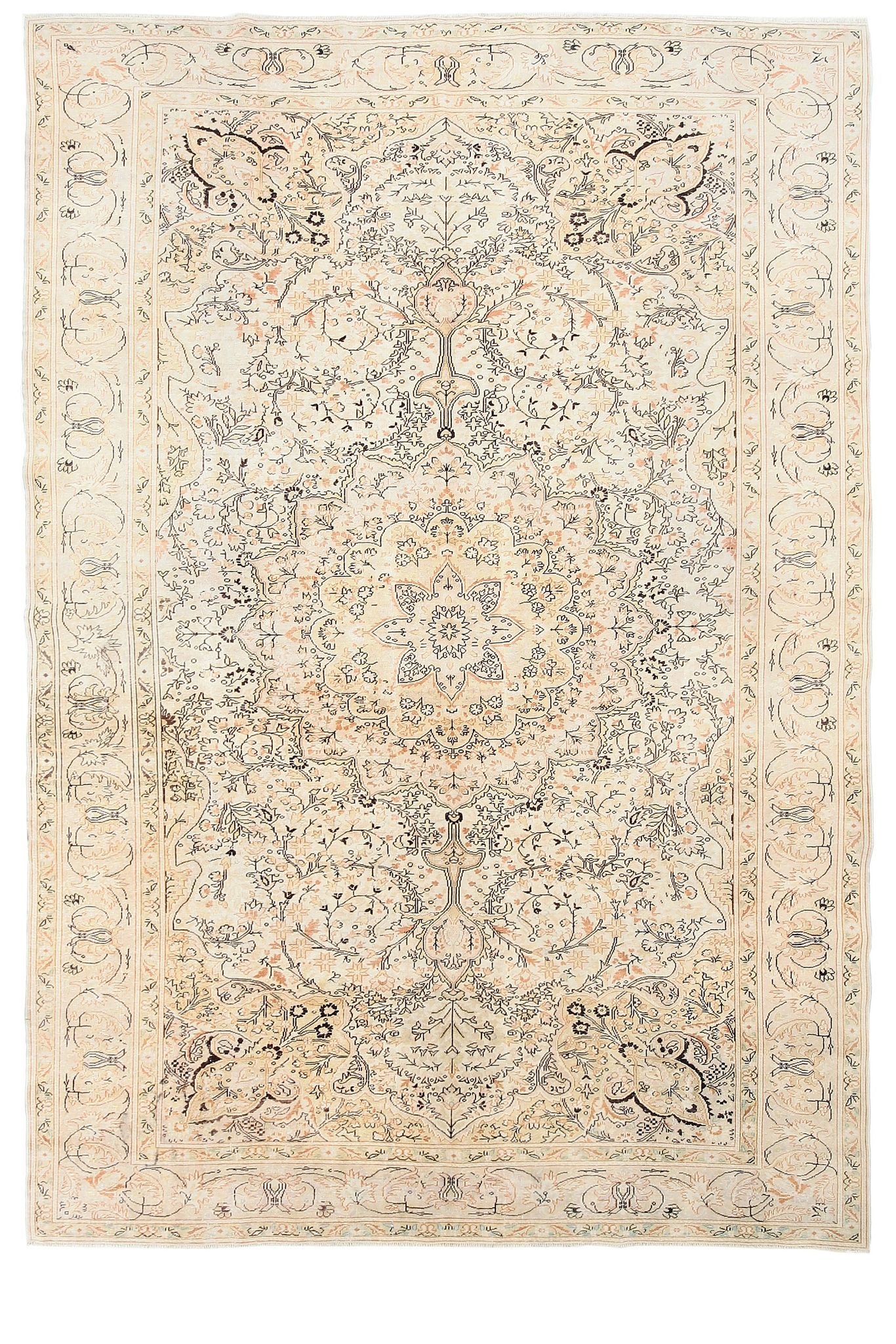 8x12 Beige & Khaki 60s Persian Rug, 242x355Cm