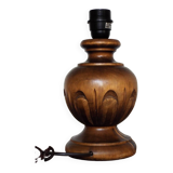 Carved turned wooden lamp base