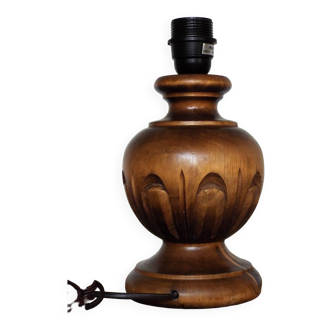 Carved turned wooden lamp base