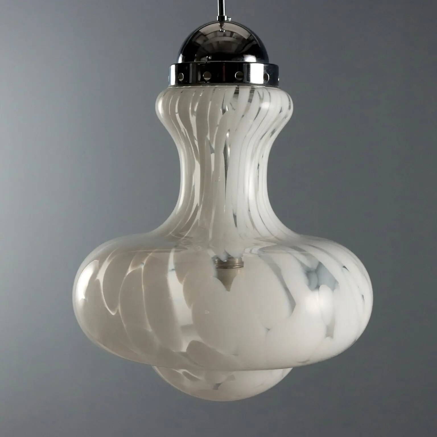 Vintage glass and chrome metal lamp, design, Italy, 1960s-1970s