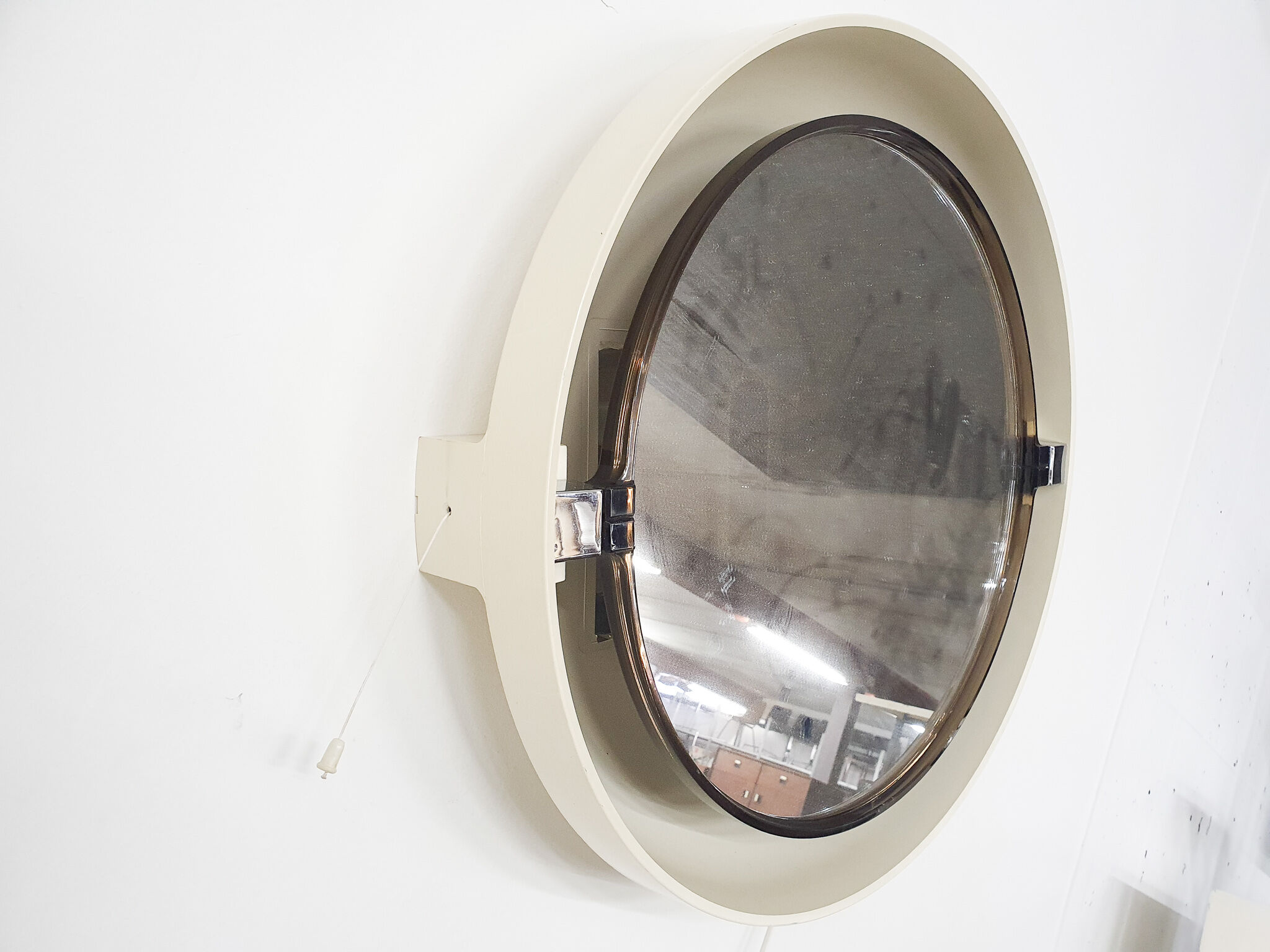 Space age plastic mirror with back light by Allibert, France 1970's