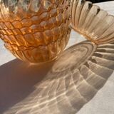 8 orange iridescent glass cups