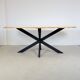 Organic oak dining table with steel matrix base, Hjort Knudsen