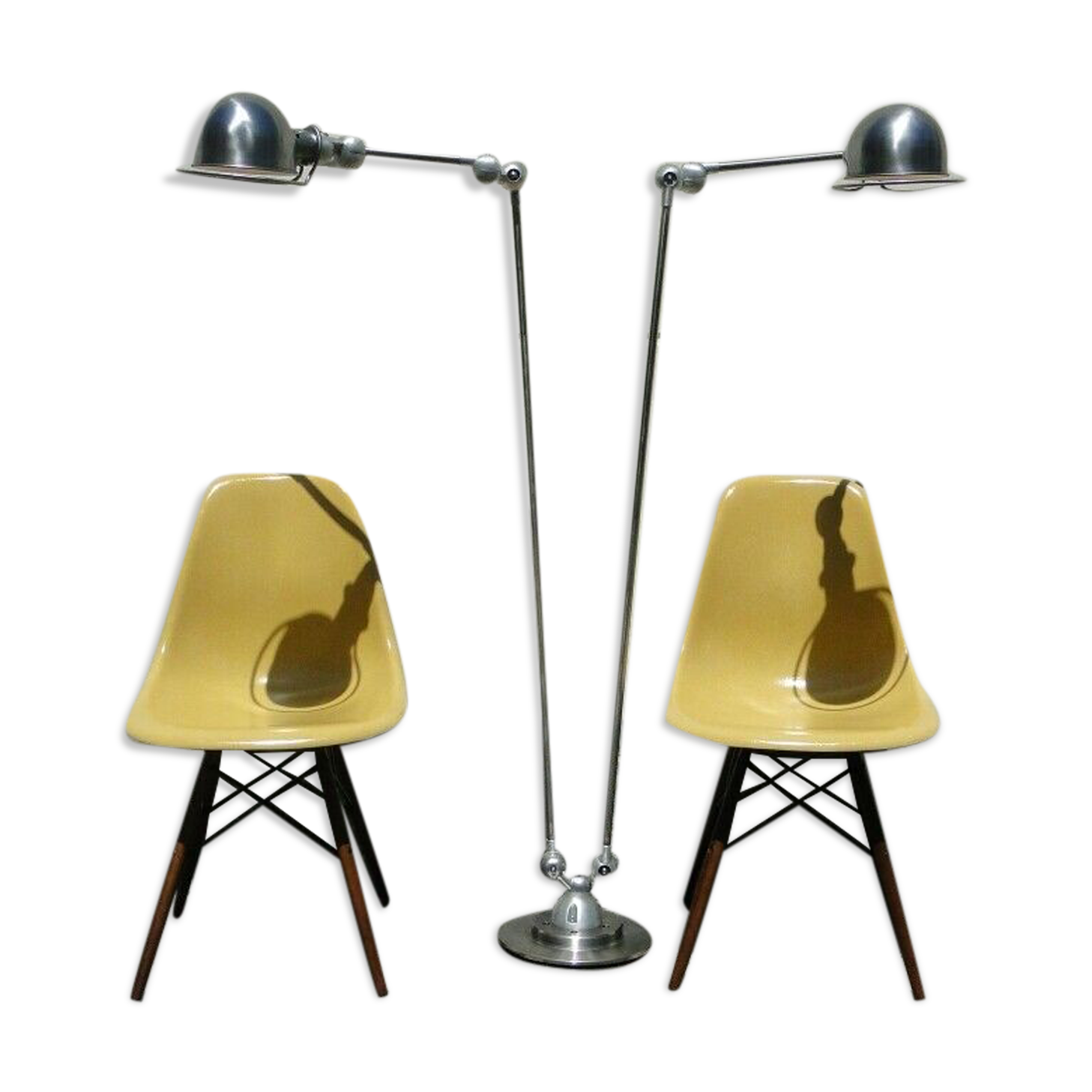 Vintage floor lamp jielde double graphite 6 arms of Jean Louis Domecq France 1960