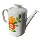 Porcelain teapot with flowers, 1970s, Italian ceramic