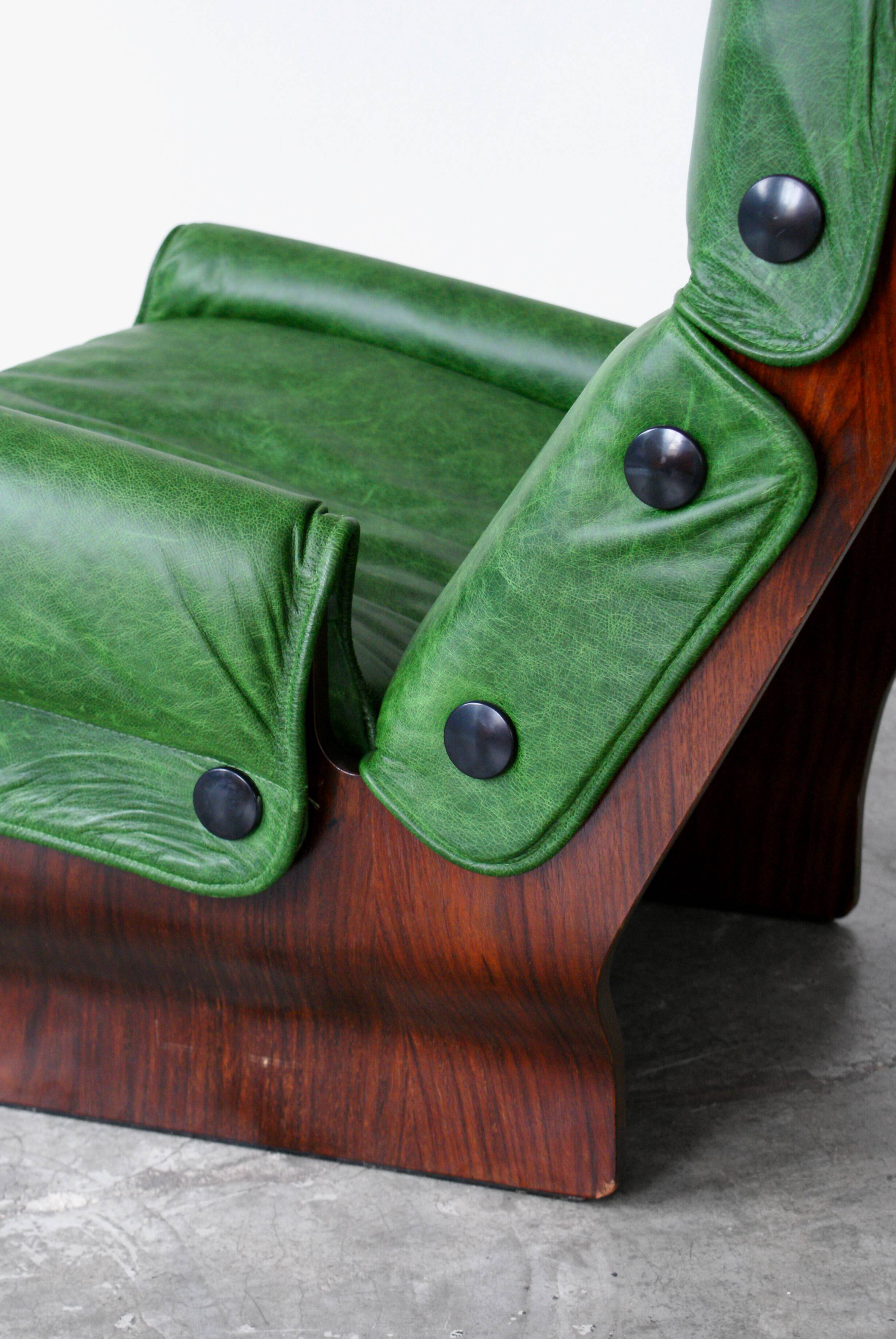 Canada model leather armchair and ottoman by Osvaldo Borsani