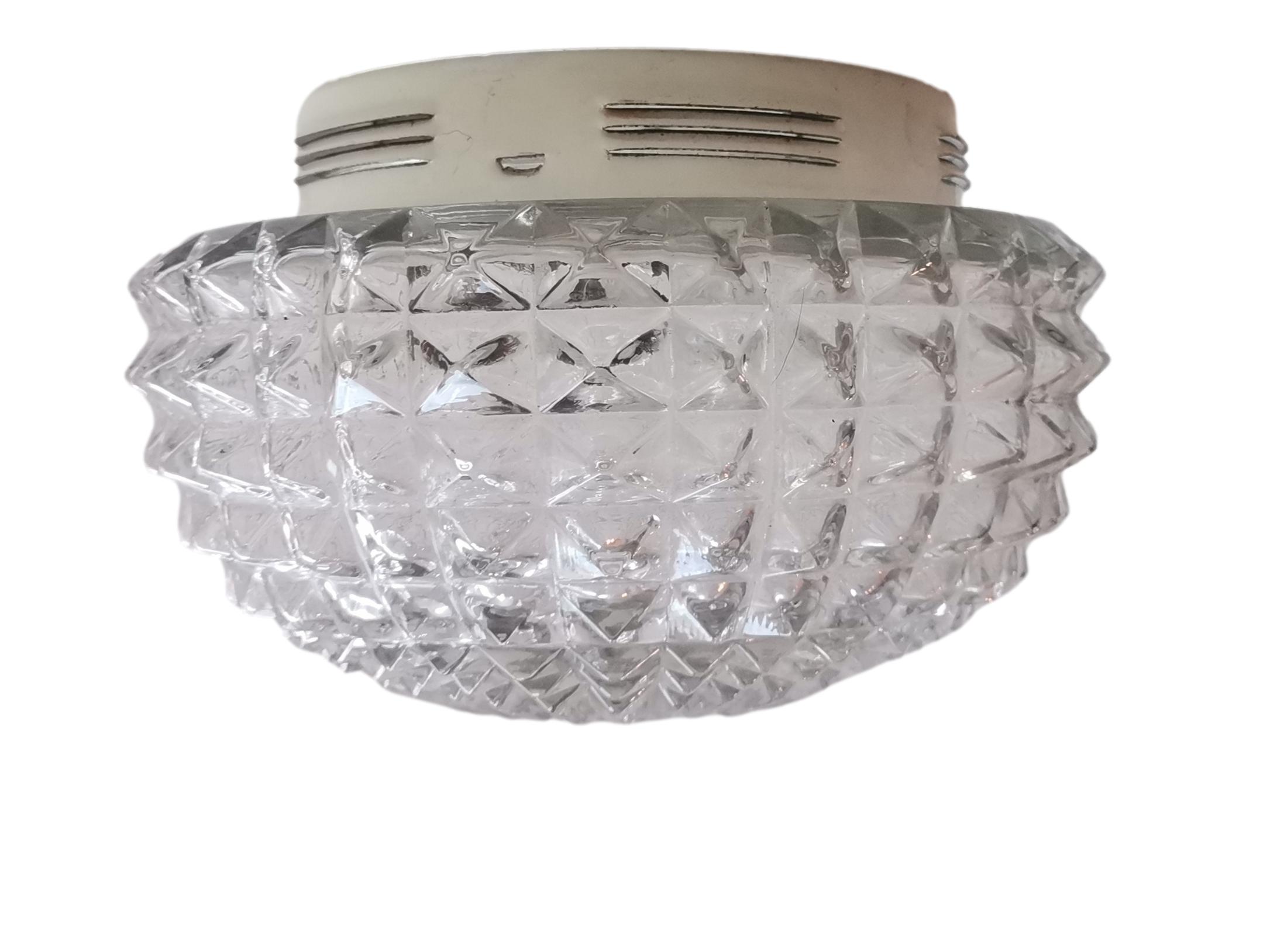 Scandinavian style round clear glass flush mount ceiling or wall lamp
