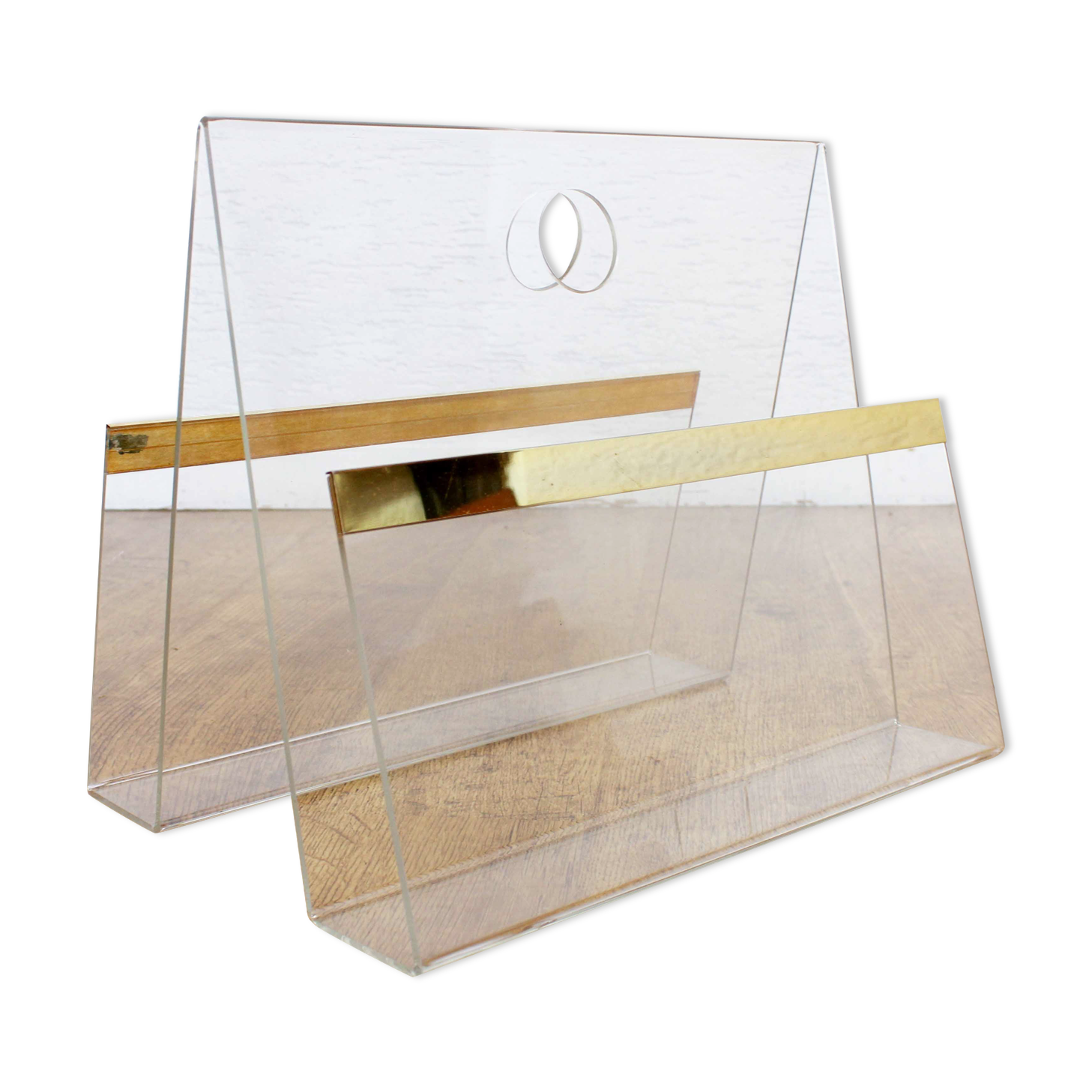 Plexiglas and brass magazine holder