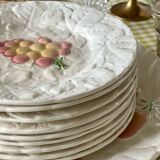 9 dessert plates and 1 barbotine dish from Sarreguemines