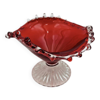 Red blown glass bowl