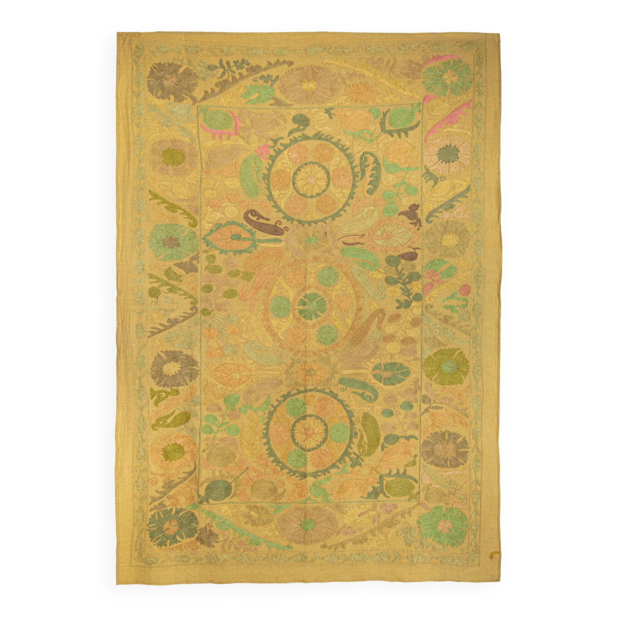 Textile suzani teinté et brodé à la main 218 x 145 cm