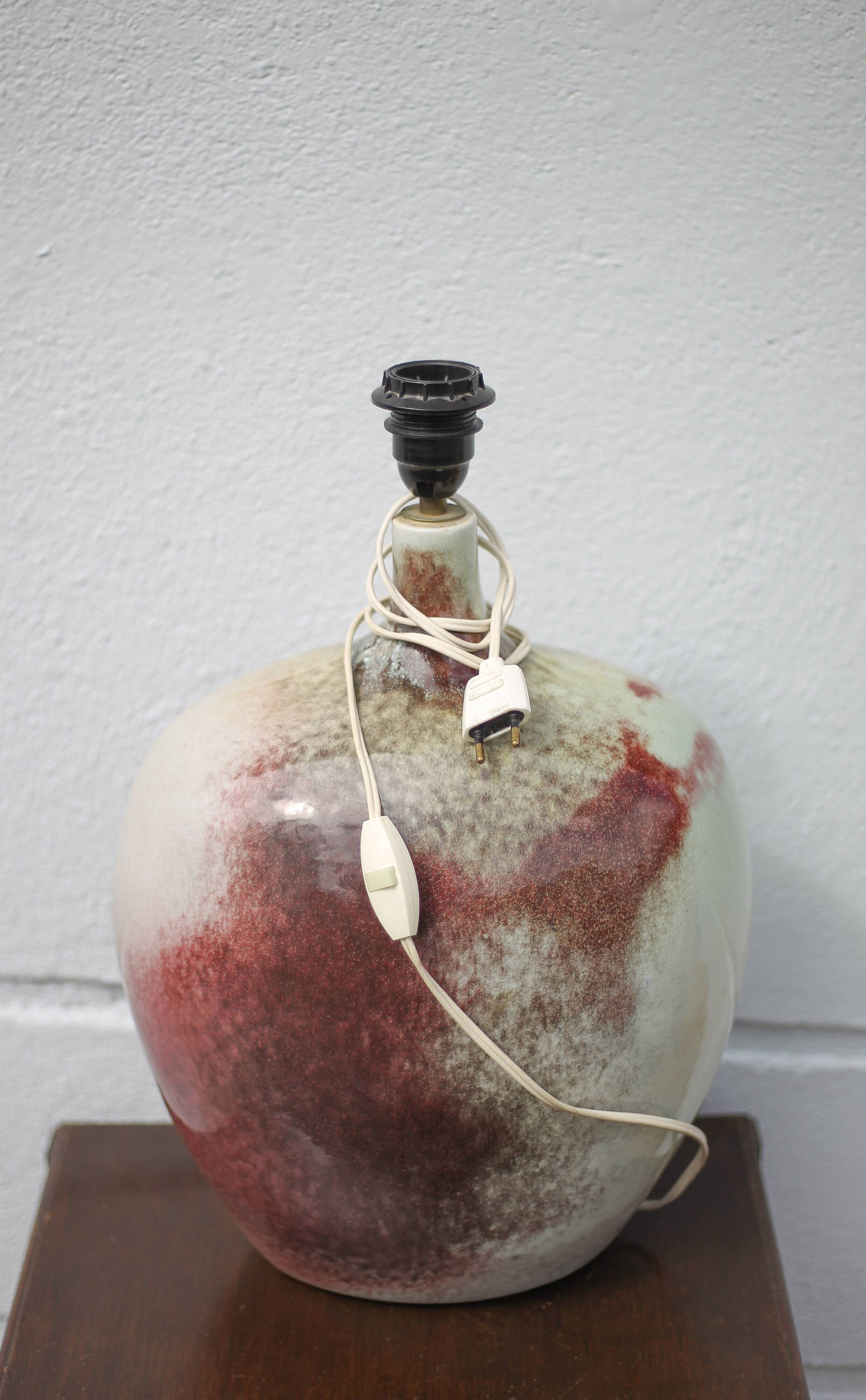 Ceramic lamp with lampshade, large table lamp, gray tones and oxblood ceramic lamp, dice