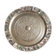 Mexican wall dish in silver metal and mother-of-pearl, 70s