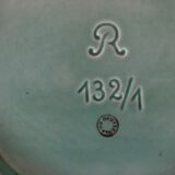Large dish of the 1950s with wavy edge color green celadon
