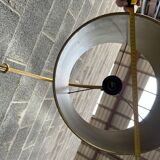Floor lamp, 60s, gilded brass and walnut, Scandinavian style with table/end of sofa