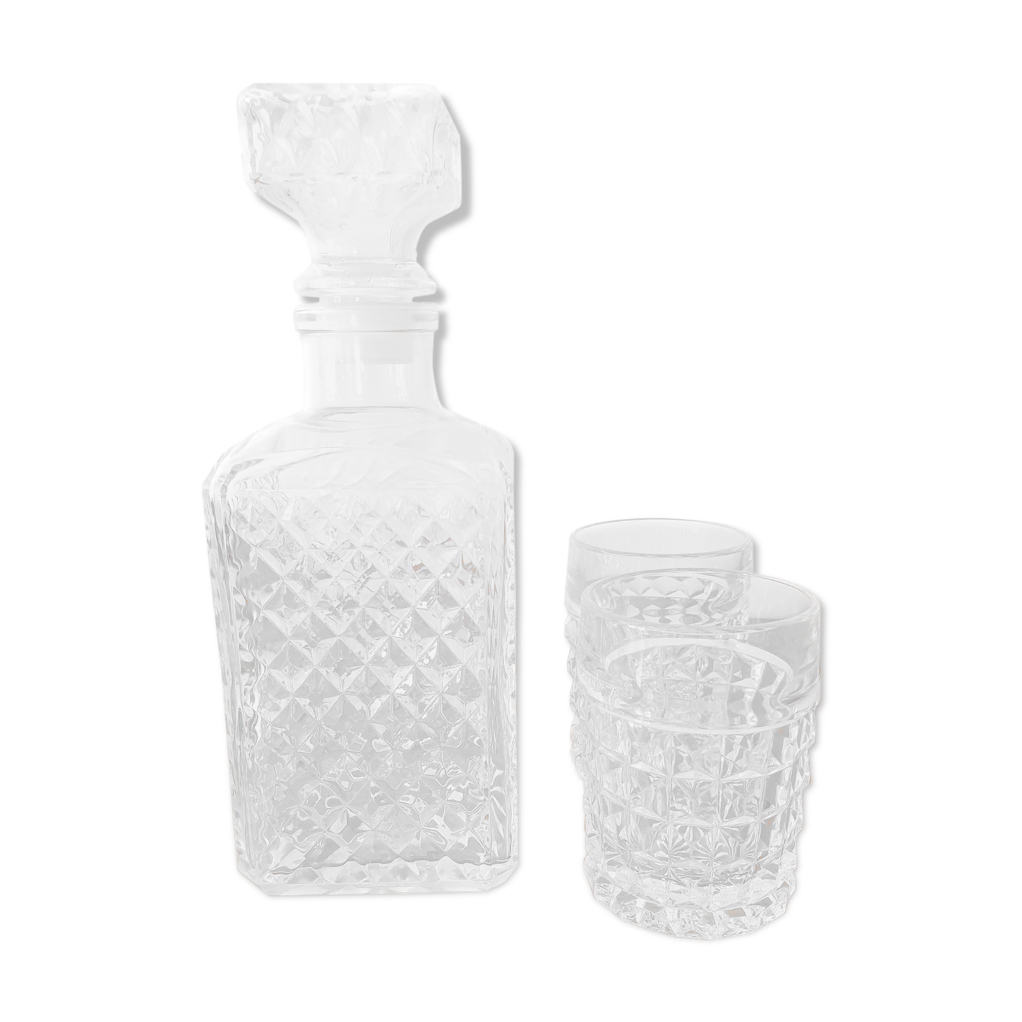 Whisky carafe and its 2 glasses