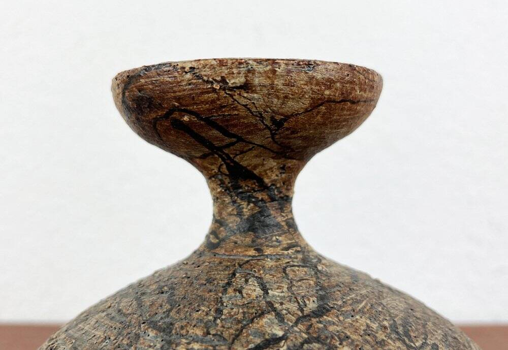 Vintage German brutalist studio mushroom vase by Gerhard Liebenthron, 1970s.