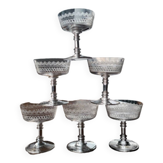 6 Crystal champagne glasses
