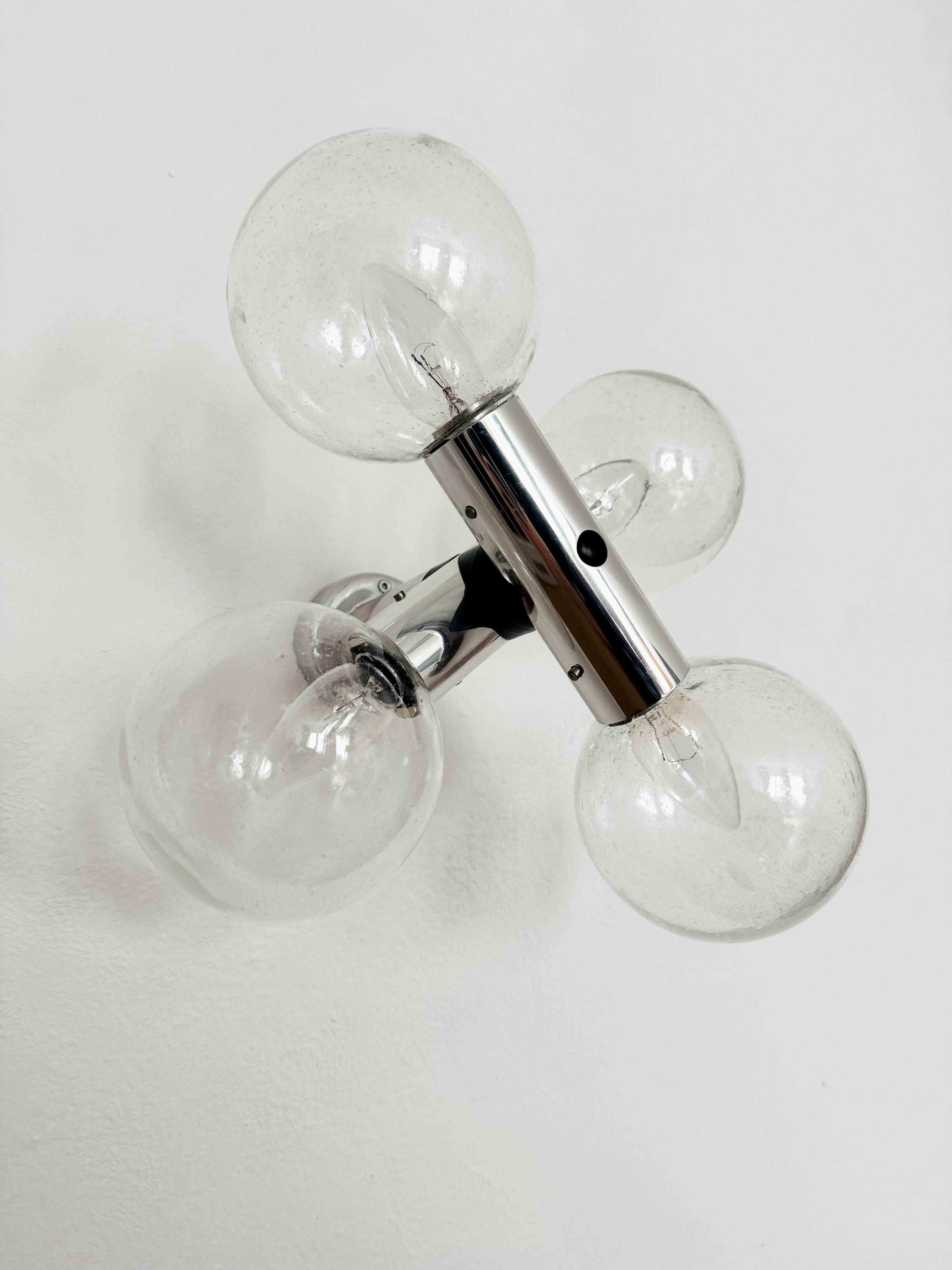 Amazing 1970s Modernist Space Age Bubble Glass Ceiling Lamp by J.T. Kalmar