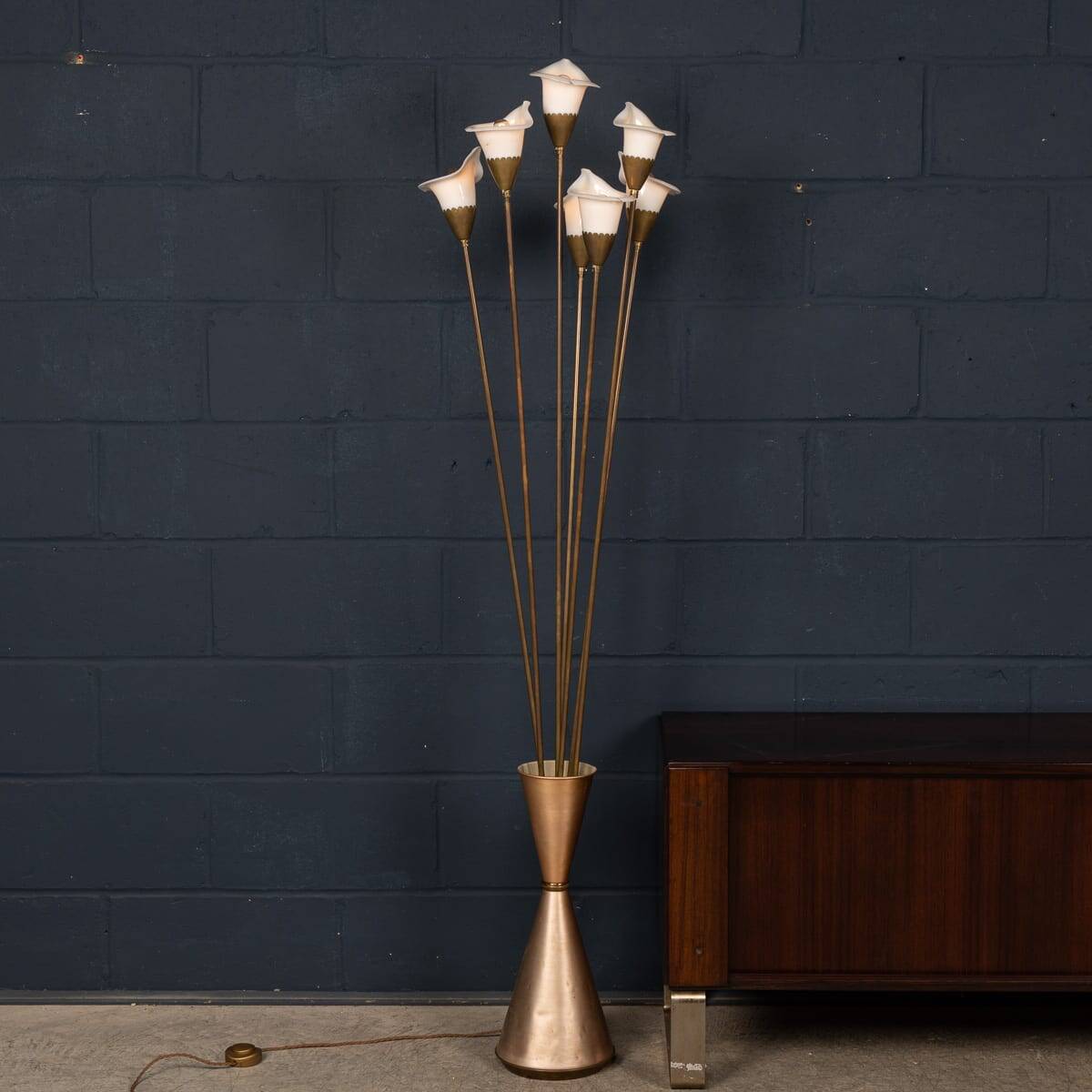 VINTAGE 20thC ITALIAN CALLA FLOOR LAMP BY ANGELO LELLI FOR ARREDOLUCE c1960