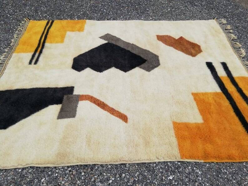 Tapis beni mrirt fait main grande taille 200 x 300 cm