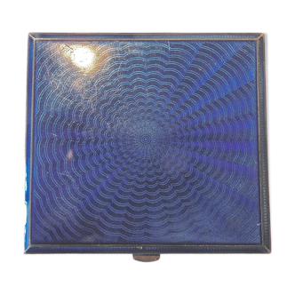 Art deco cigarette case, silver and vermeil and blue enamel